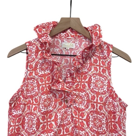 Mud Pie Pink Whitney Sleeveless Ruffle Neck Dress Size Small - Picture 3 of 10